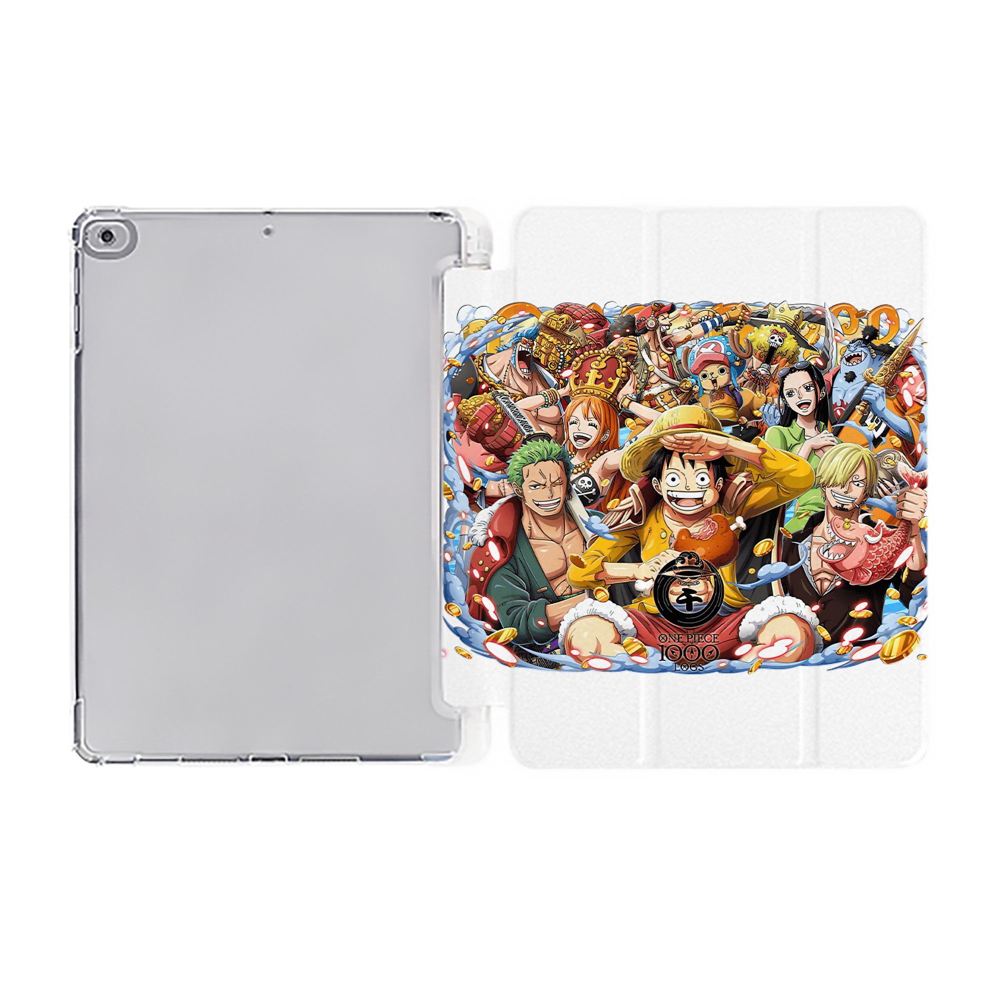 （画像用） ワンピース モンキー・D・ルフィ ONE PIECE Monkey D. Luffy IPad ケース ペン収納付き 三つ折りスタンド PUレザー×シリコン 対応機種9.5/10.5/10.9インチ